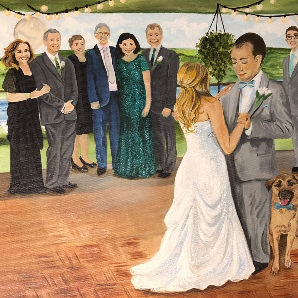 Heading back out to Glenora winery tomorrow for a #liveweddingpainting so here&rsquo;s a throwback to the last one from the same venue. P.S. I&rsquo;m really looking forward to revisiting their Riesling as well ❤️🥰
.
#weddingpainting #livepainter #w