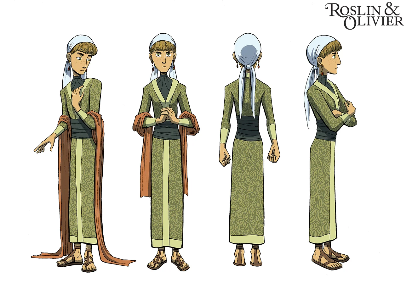 Turnaround of my main character from my graphic novel project, Roslin and Olivier