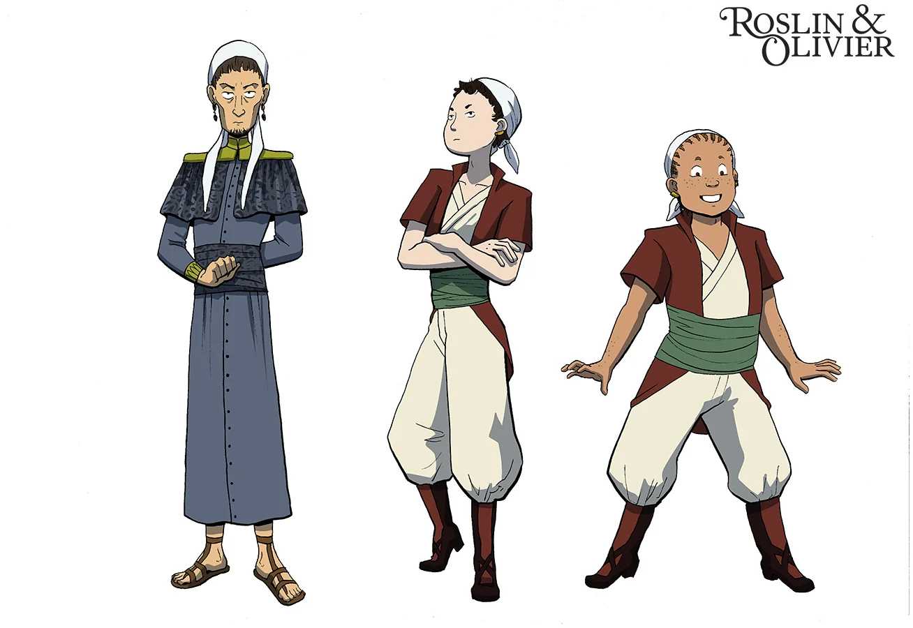 Cast of characters from my graphic novel project, Roslin and Olivier