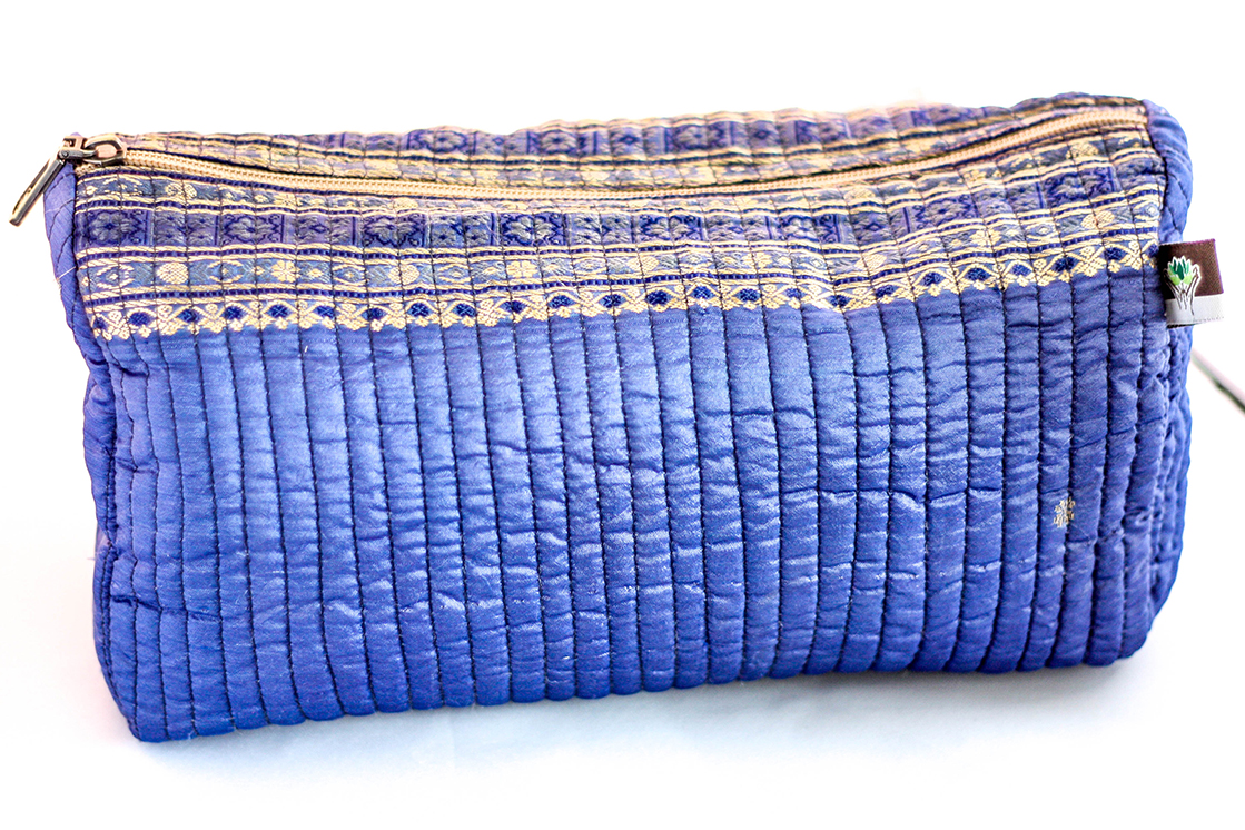 Purple Quilted Travel Case from Vintage Indian Sari | Made With a Purpose