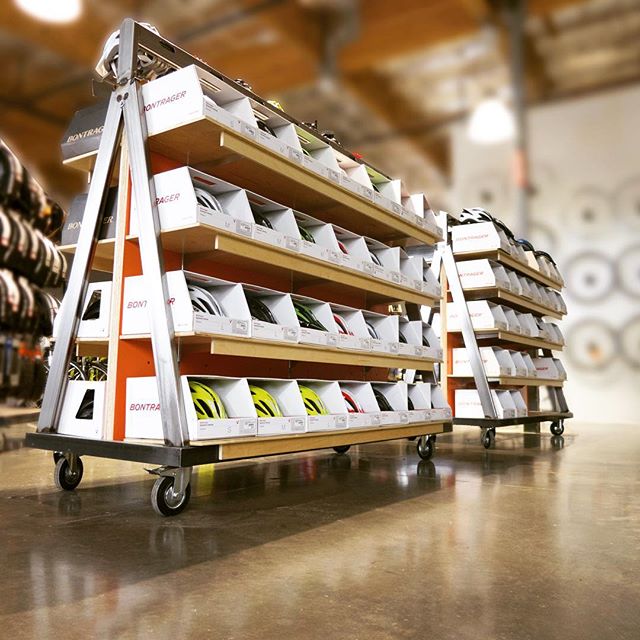 New #retail #shelves for #local @trekbikes store by #micacreatives . 
#industrialmodern #industrial #designerbuilder #display #madeincalifornia #retaildesign