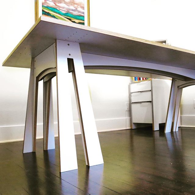 When you bring architecture into furniture design the end result can be a work of art, not just a desk. #design and #fabrication by #micacreatives. 
#desk #designerbuilder #office #officefurniture #crastsmanship #cnc #workspace #furniture #workstatio