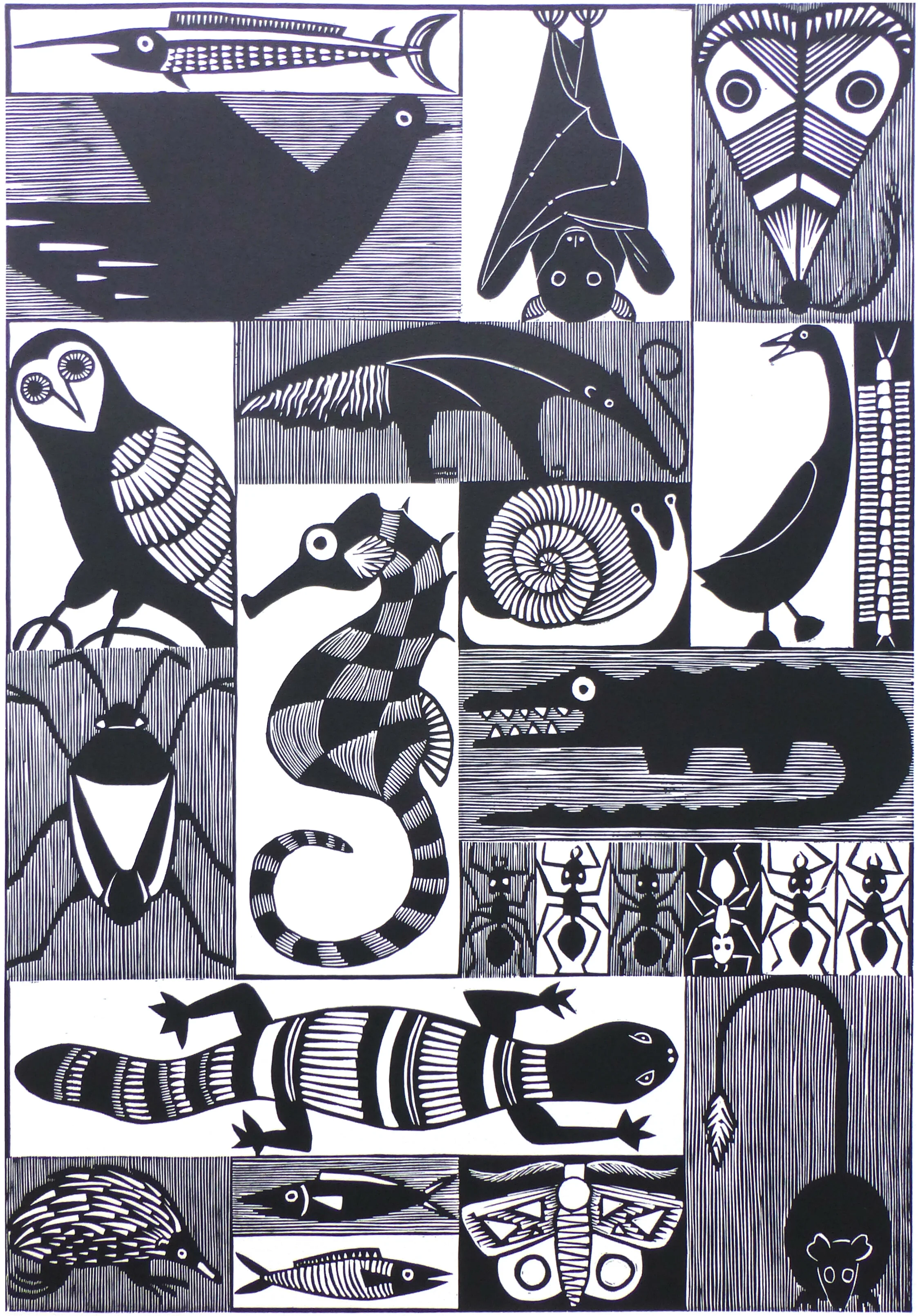 Black and White Linocuts — Lucy Timbrell
