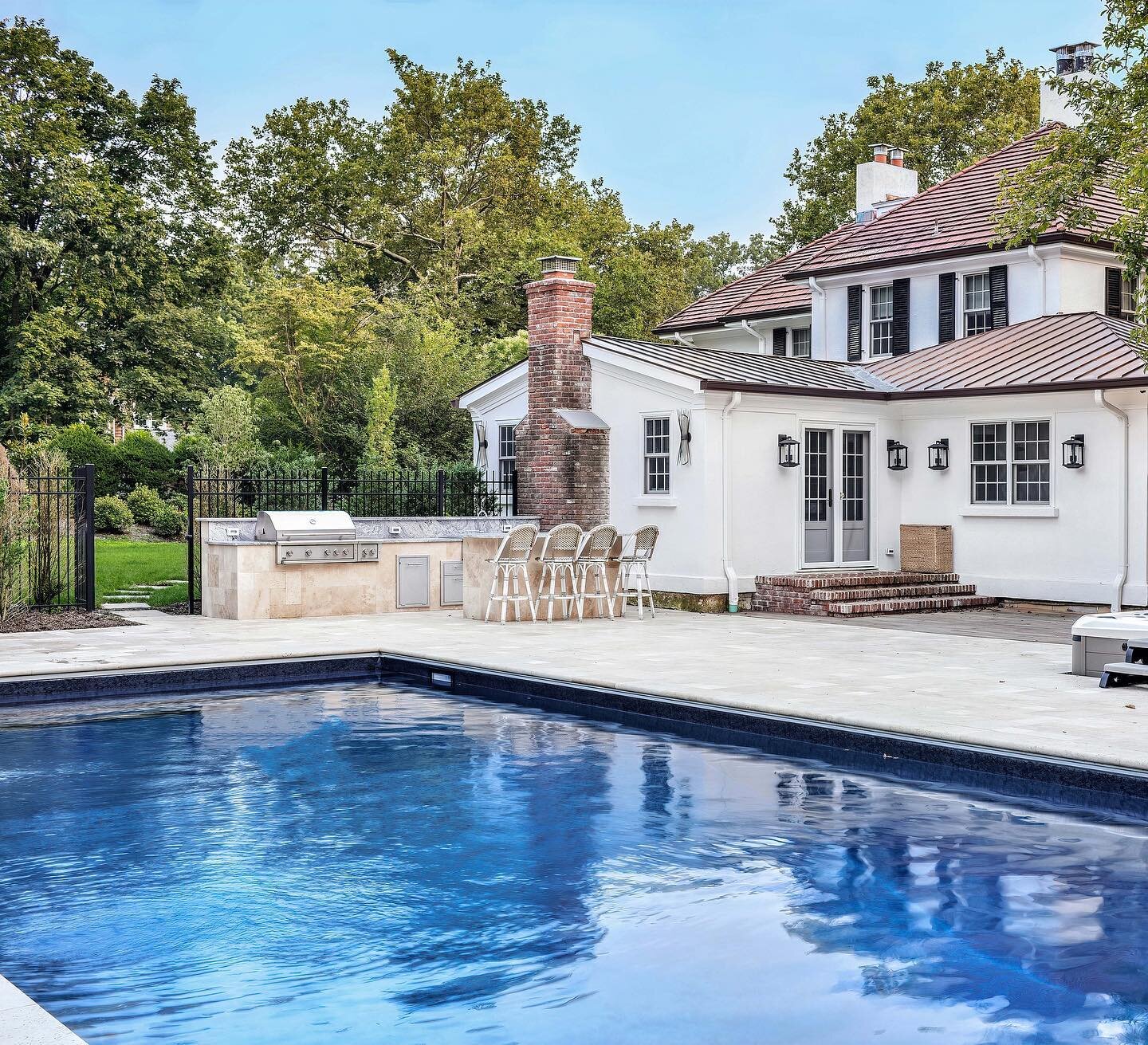 Hot fall days are my favorite!!#winteriscoming #keepthepoolopen New project photos up on the website 
&bull;
&bull;
&bull;
#architecture #interiors #renovations #bathroom #vanity #millwork #tile #motherofpearl #addition  #pool #poolhouse #interiordes