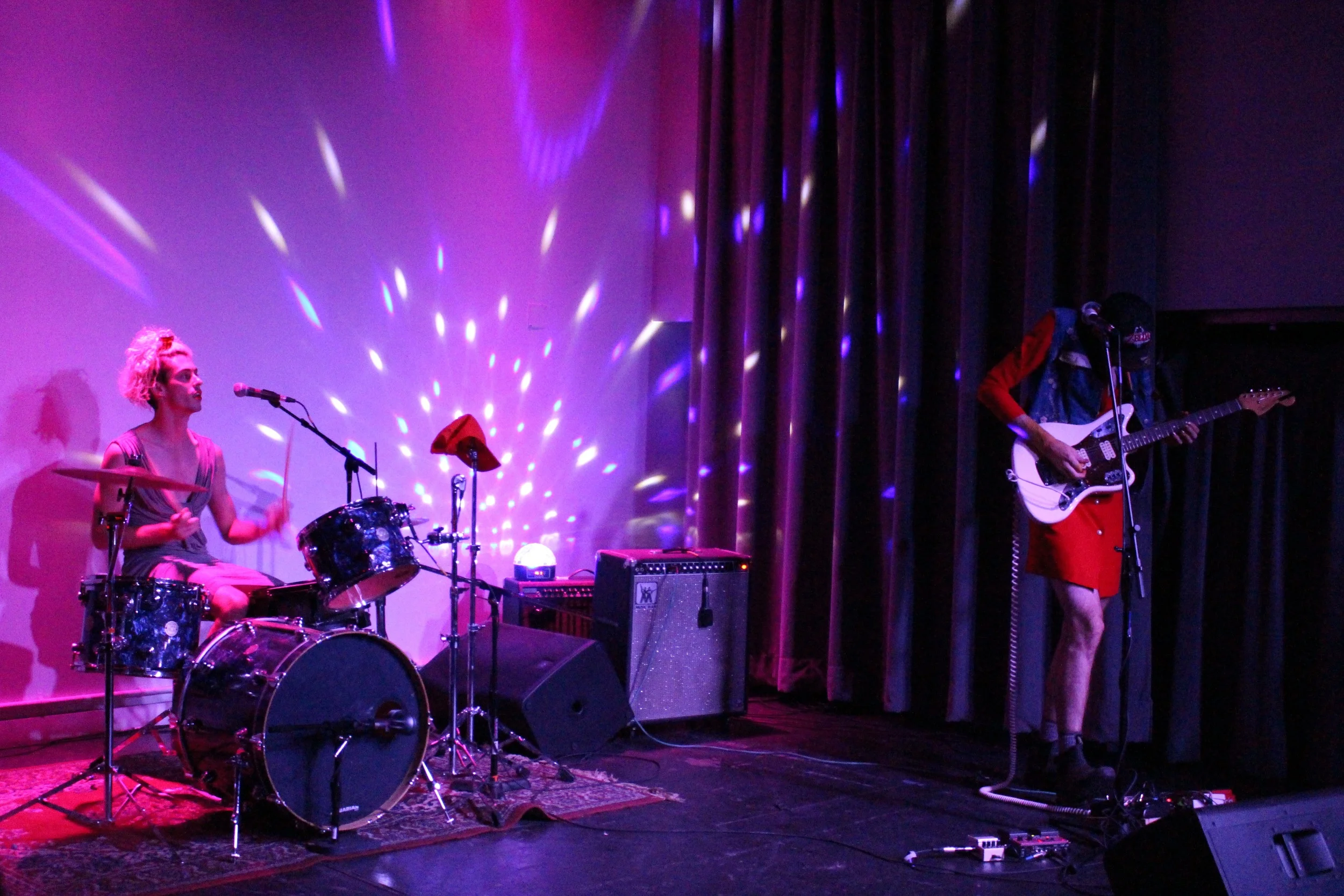 Liz on drums and Ben on guitar at Aurora on 10/14