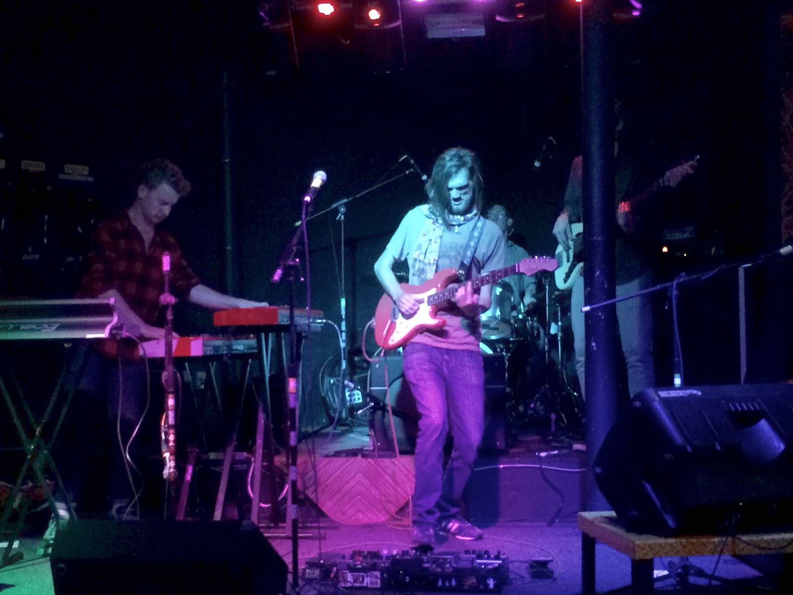 Zach Cross (left) and Killian Karlsson (center) performing with Mammal Dap at The Spot Underground