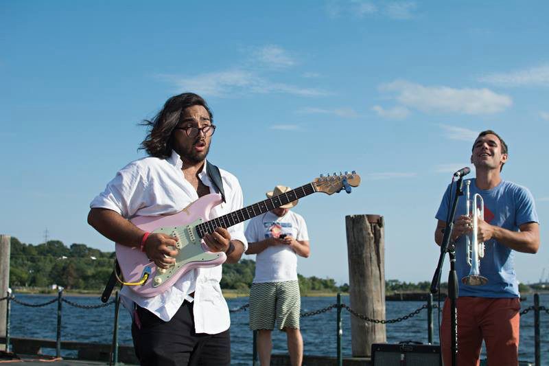 Peter performing at the 2014 Rhode Island Seafood Festival with the Clyde Lawrence band, courtesy of Peter Enriquez