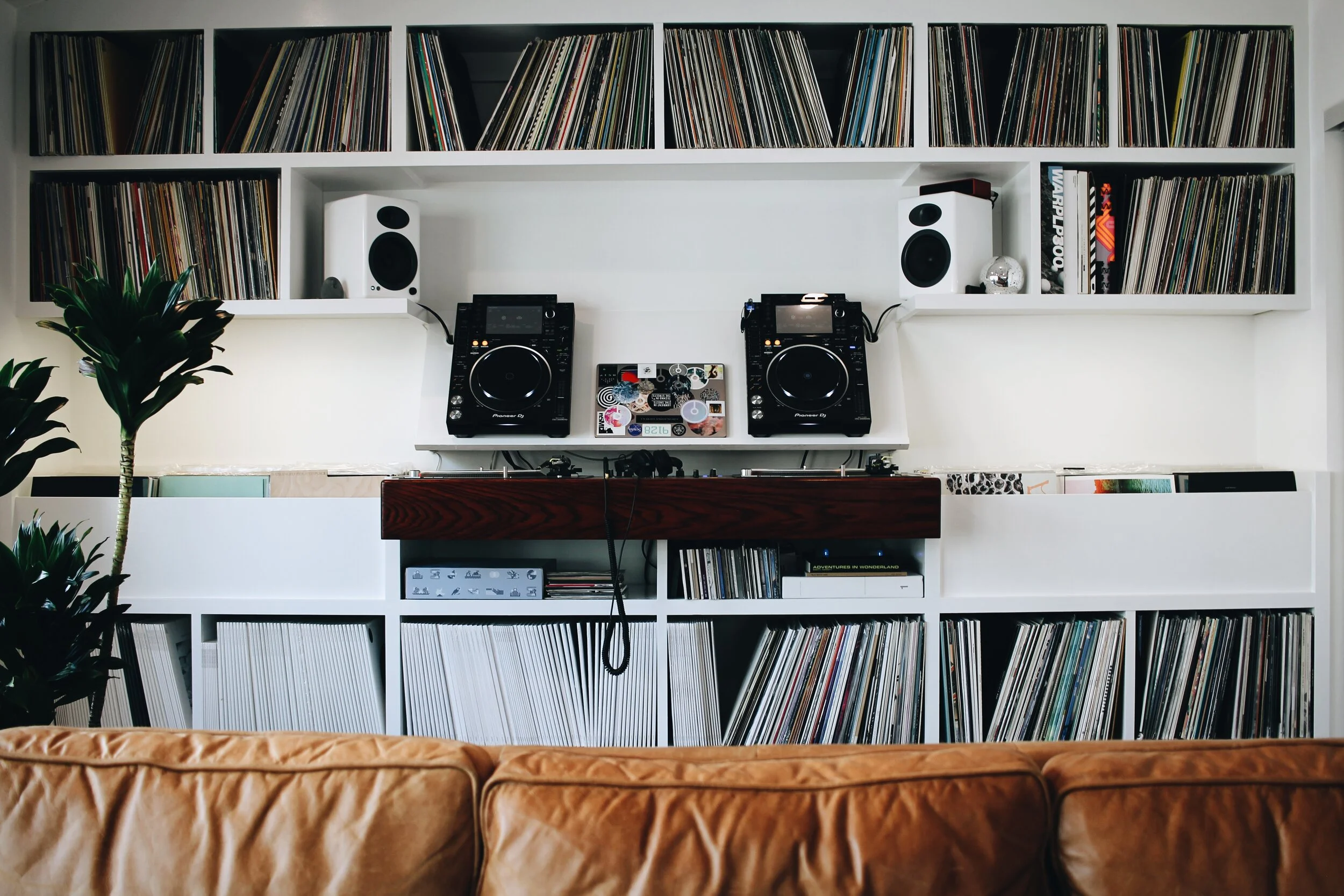 ASIP HQ - Custom shelving and DJ setup