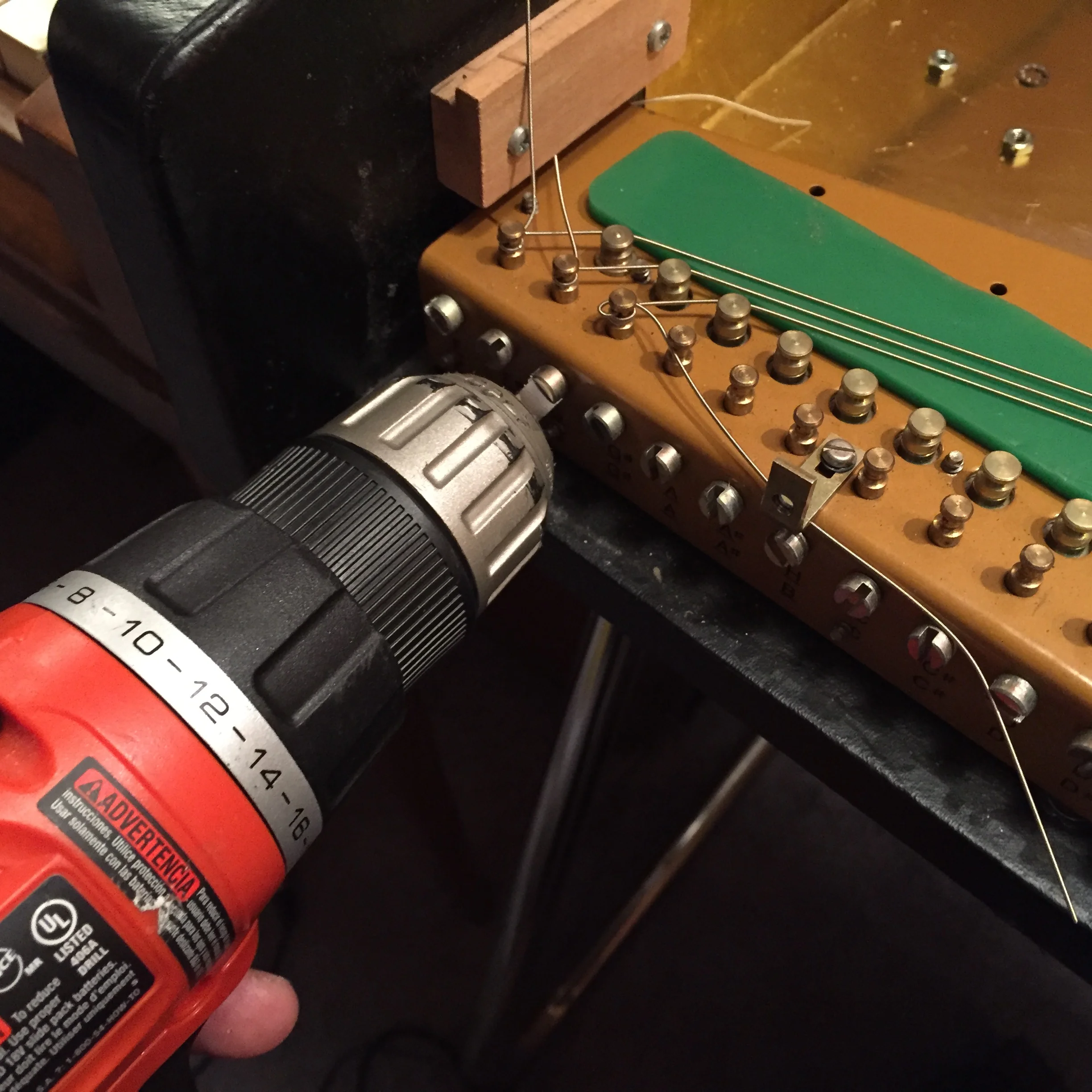 Using a power screw driver makes restringing a lot easier.