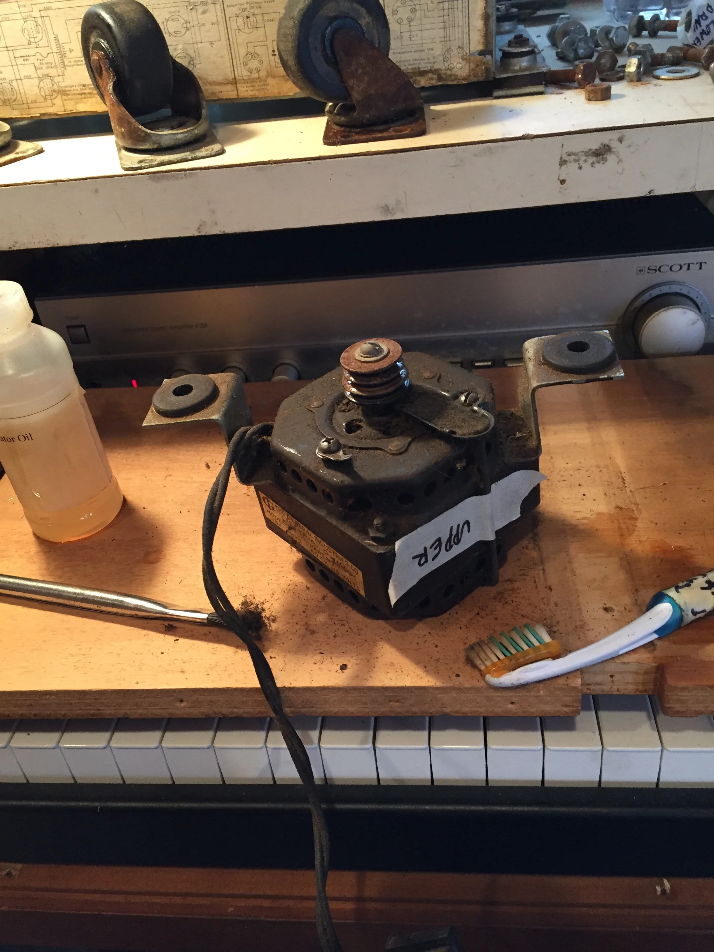 The two rotor motors were removed for cleaning and lubrication. 
