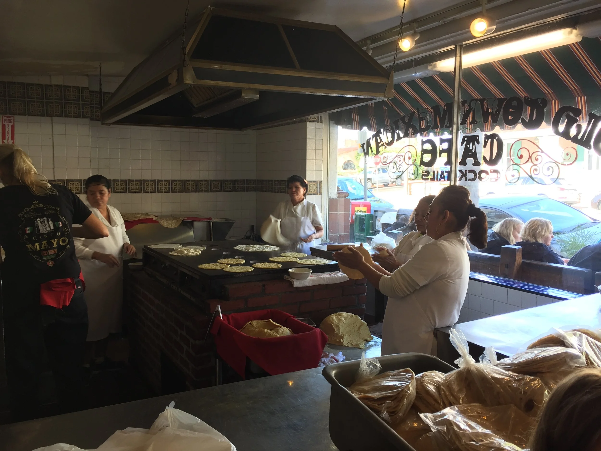 Making tortillas at Old Town Mexican Cafe