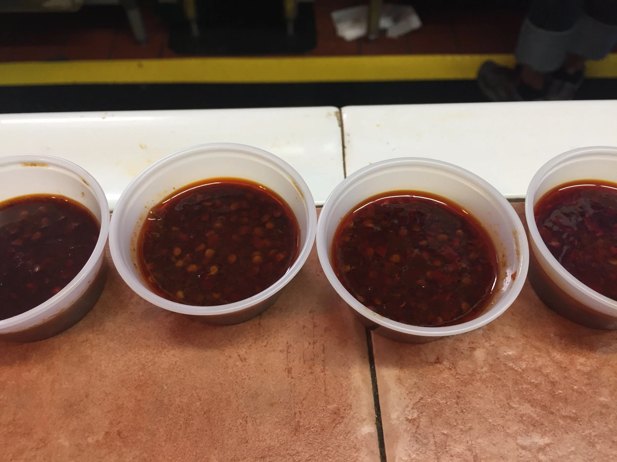 Hot sauce at Las Cuatro Milpas
