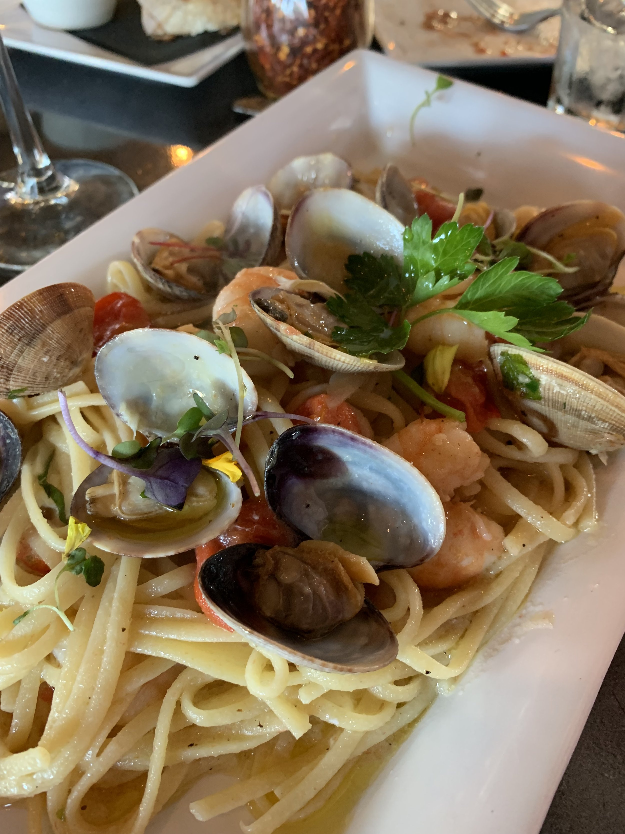 Seafood pasta at Bouna Forchetta Encinitas