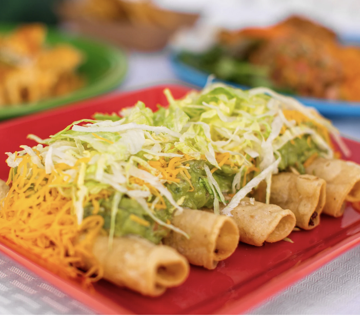 Rolled tacos at El Indio Taco Shop in San Diego