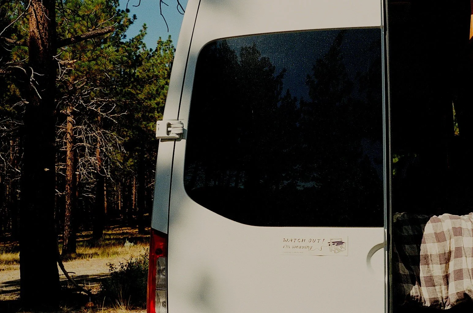 Watch out I'm weaving camper van bumper sticker thread caravan.jpg