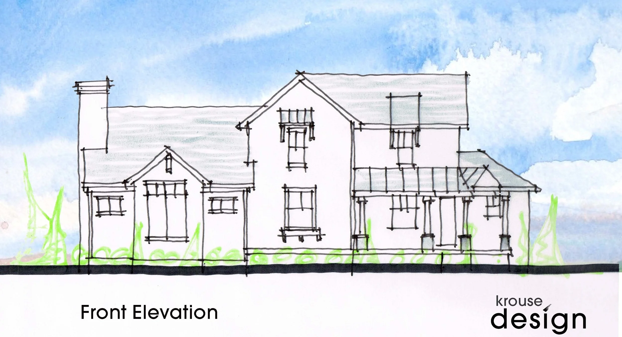 the image above is an early concept sketch of the front elevation used for design exploration. 