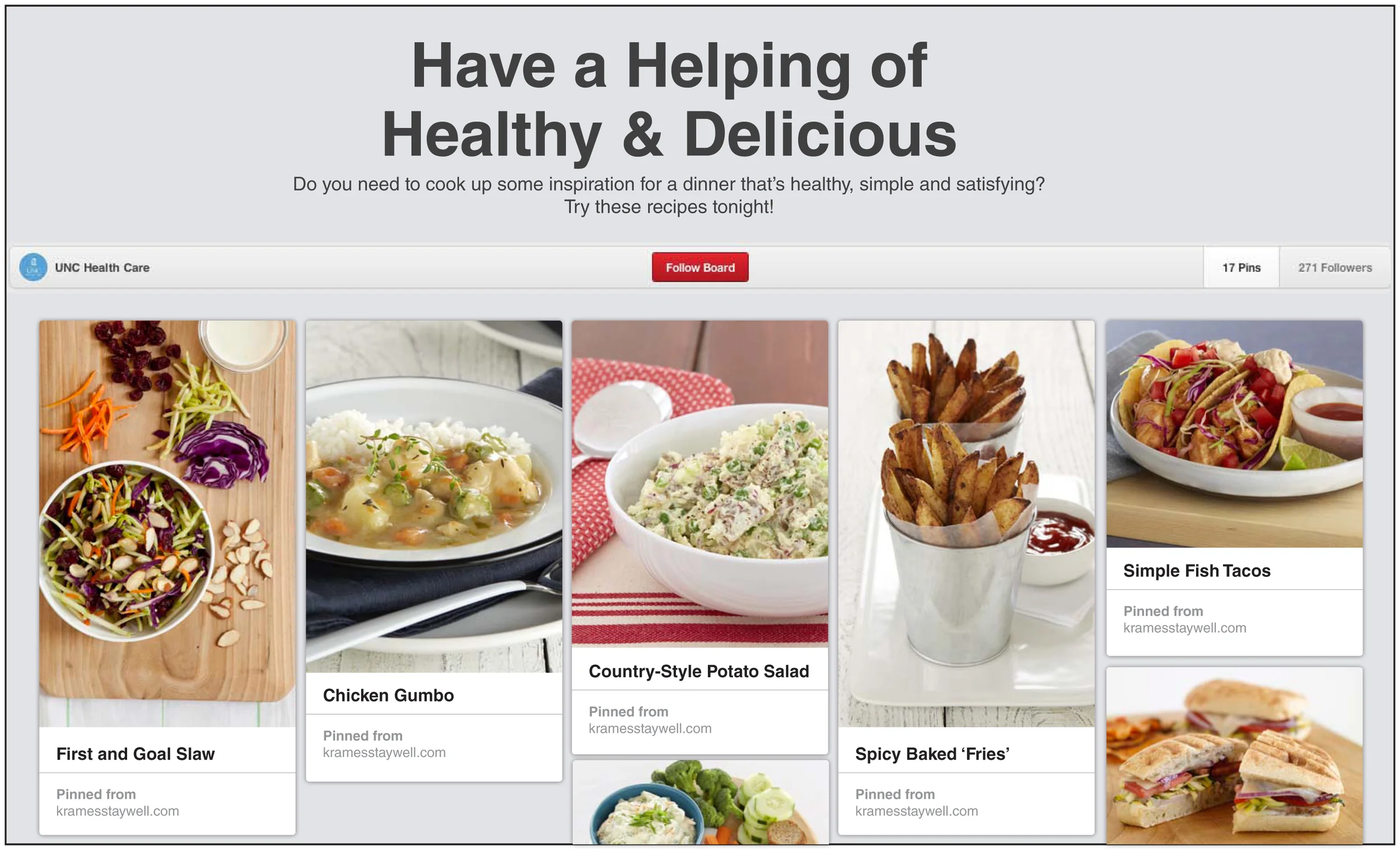 UNC Health Care Pinterest Page Concept