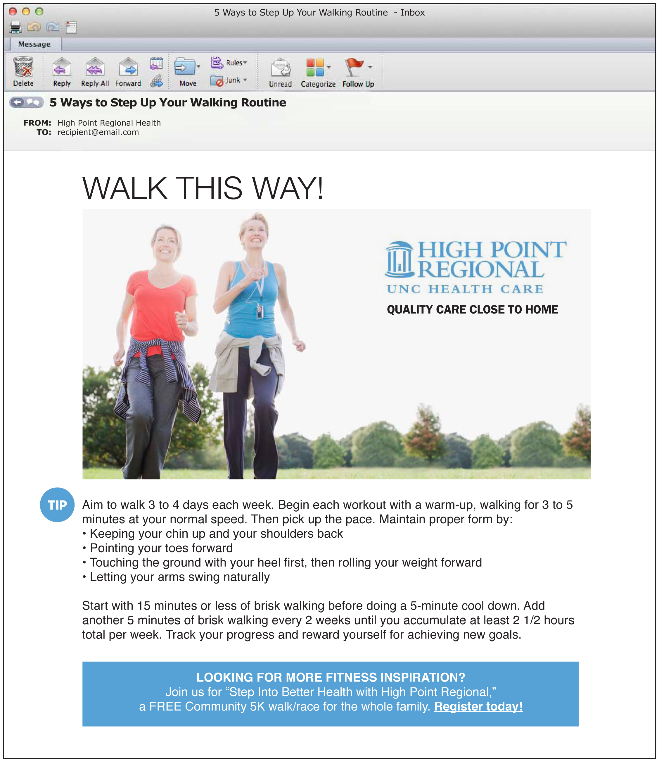 UNC Health Care Email Campaign Concept