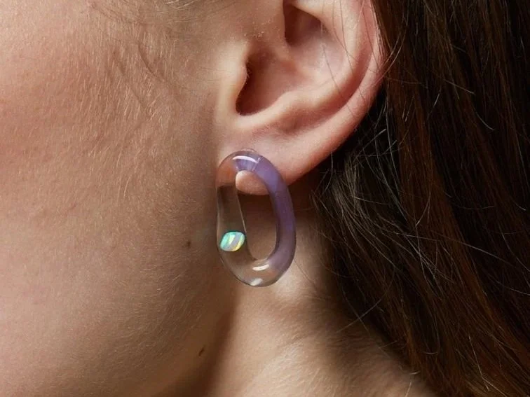 Gilson Opal Two Tone Oval Earrings