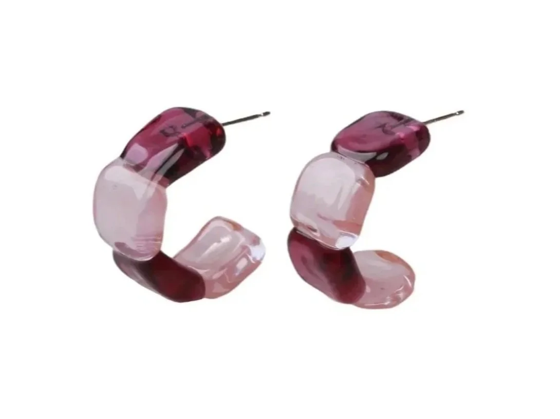 2 Tone Square Stone Hoops