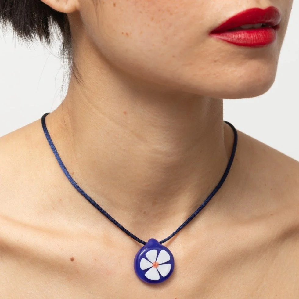 White Flower Necklace - Blue Cheese_model.jpg
