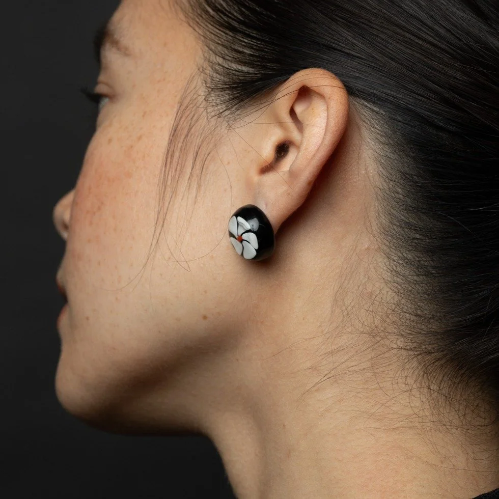 White Flower Earrings - Jet Black_model_2.jpg