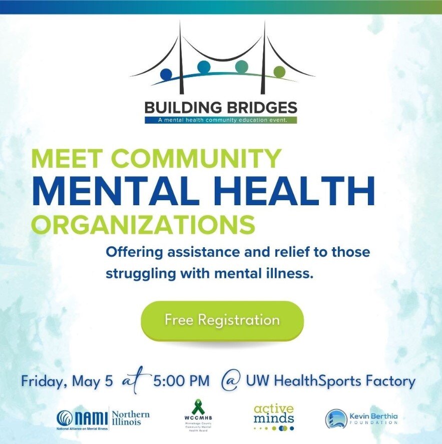 This Friday, we are thrilled to collaborate with @naminorthernillinois to present a free community education event focused on mental health in honor of May Mental Health Month. The event will begin with a Mental Health Resource Fair showcasing variou