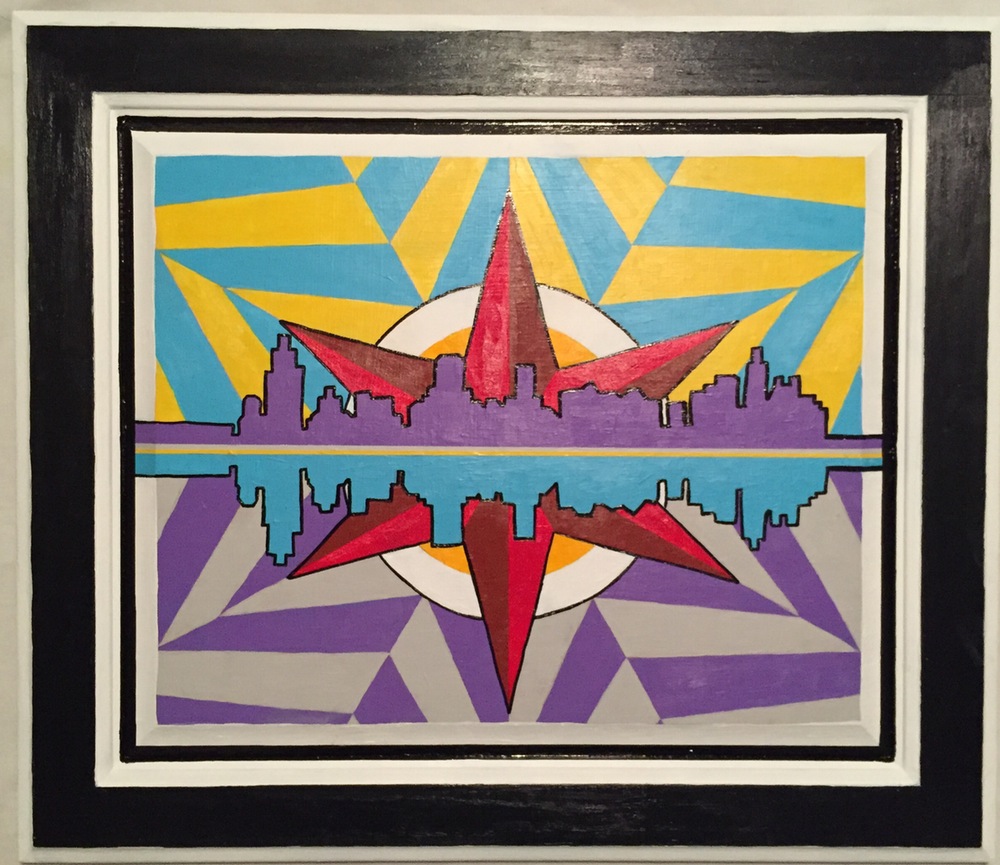 Chicago Skyline Purple and Yellow 2015 (SOLD)