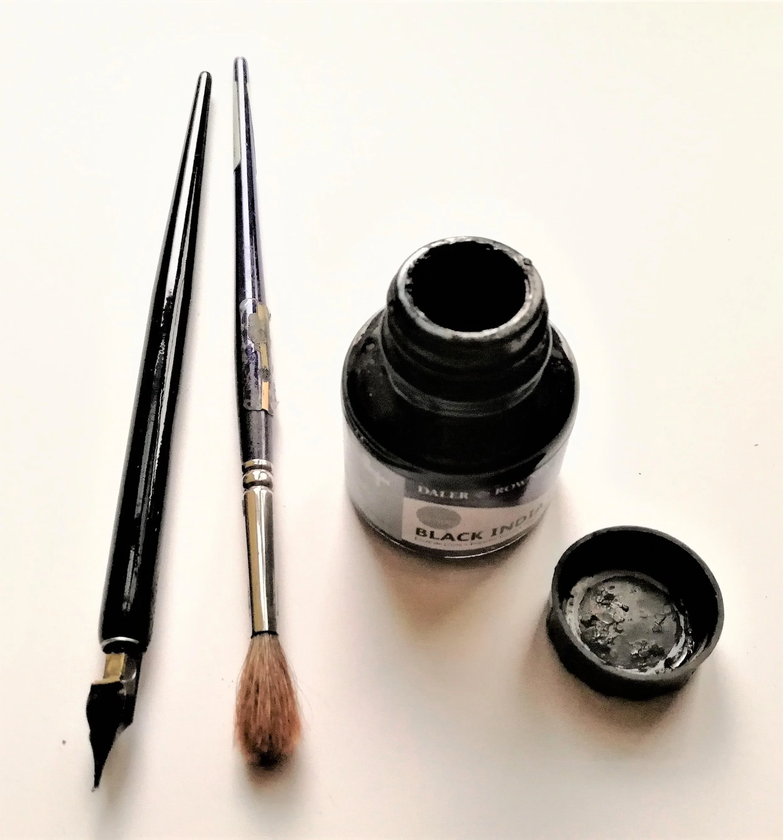 Pen, brush, and ink