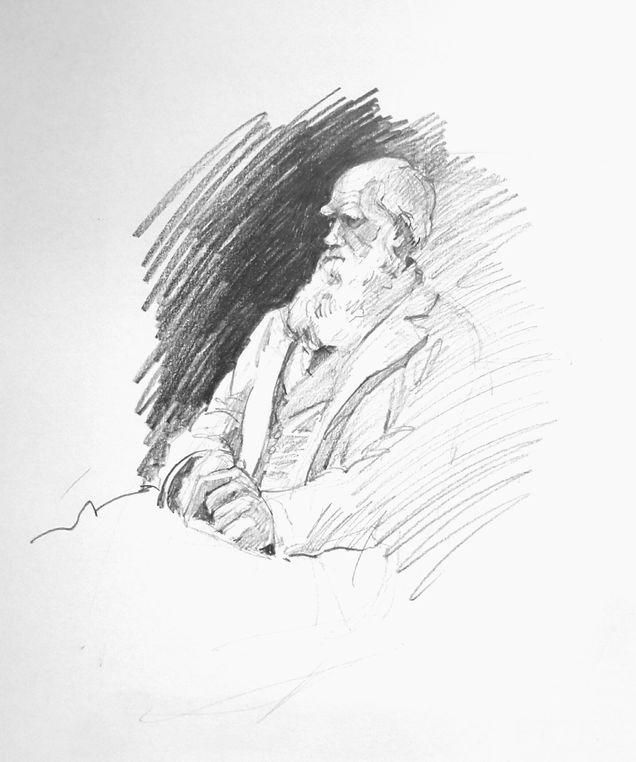 Charles Darwin from sculpture