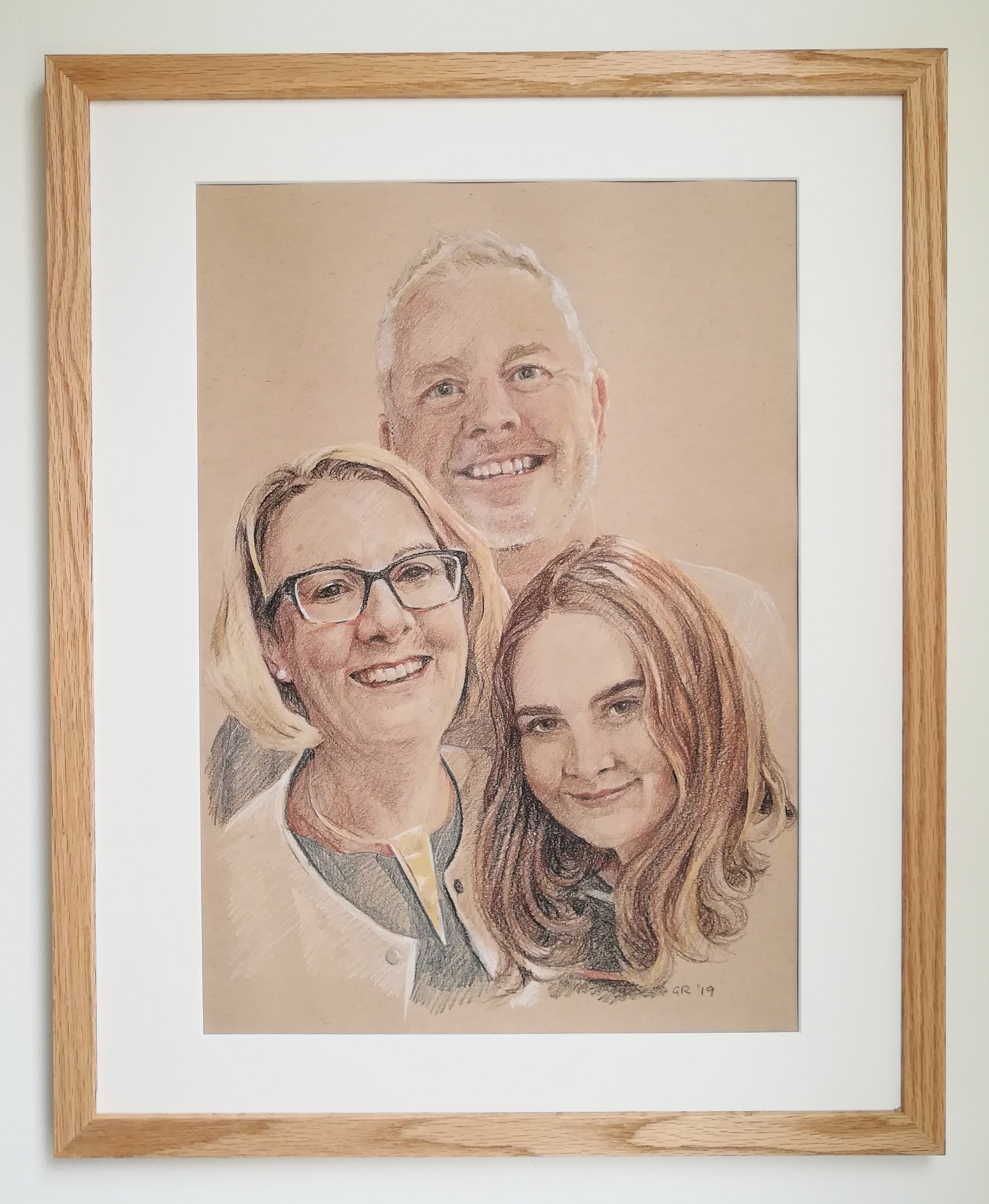 Coloured pencil people from combined photos