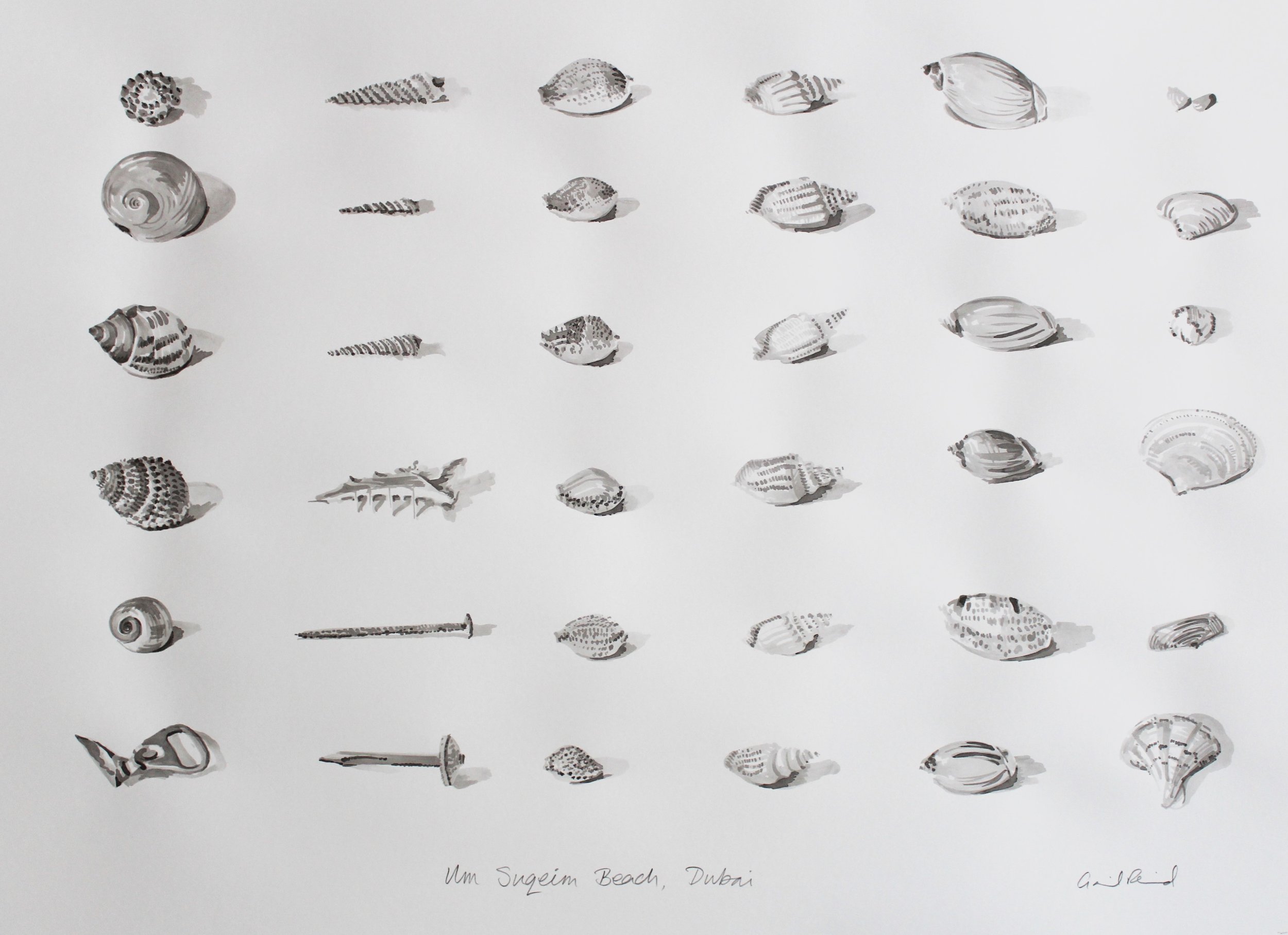Ink painting portraits of collections, or places through collected items