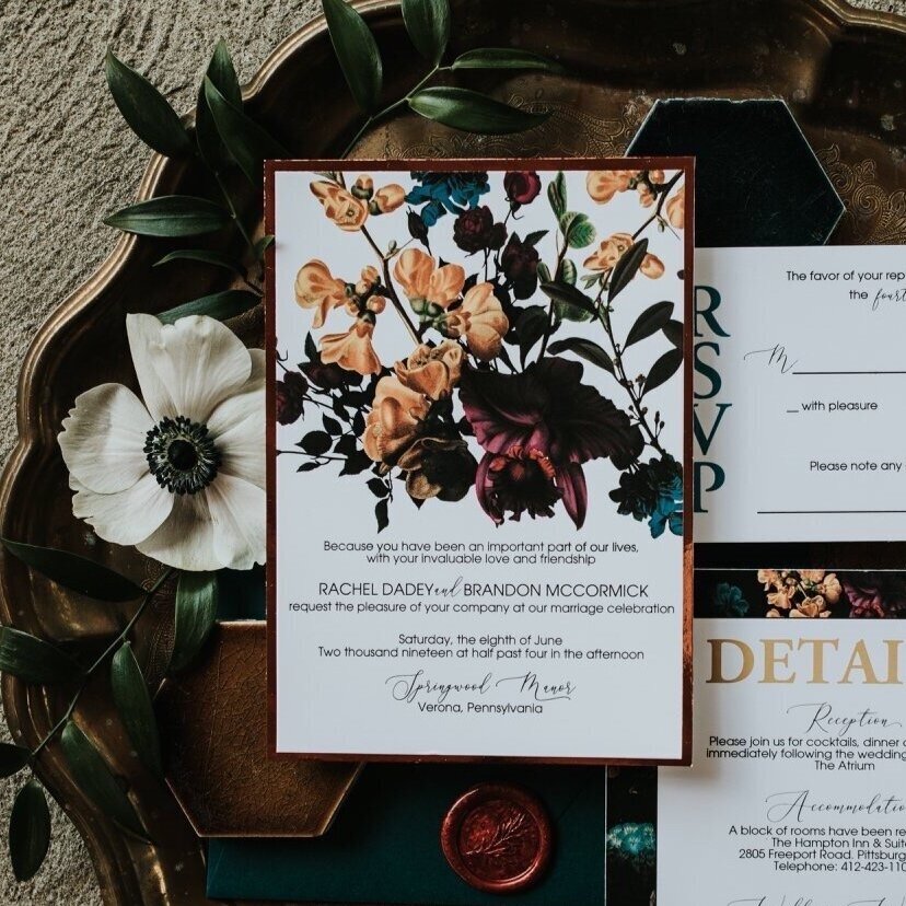 Moody Floral Wedding Invitations  (Copy)