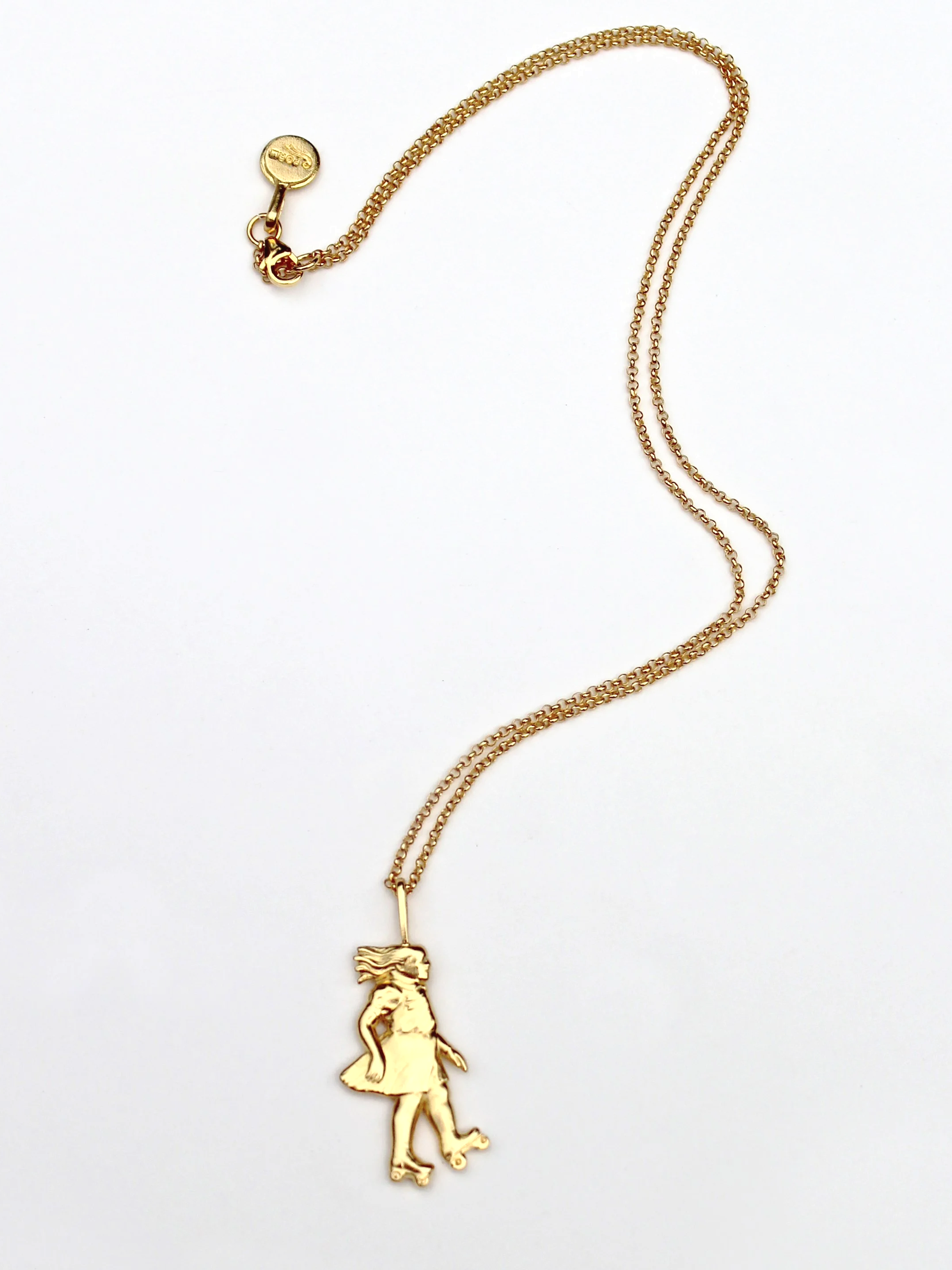 Skating girl charm on 18" chain