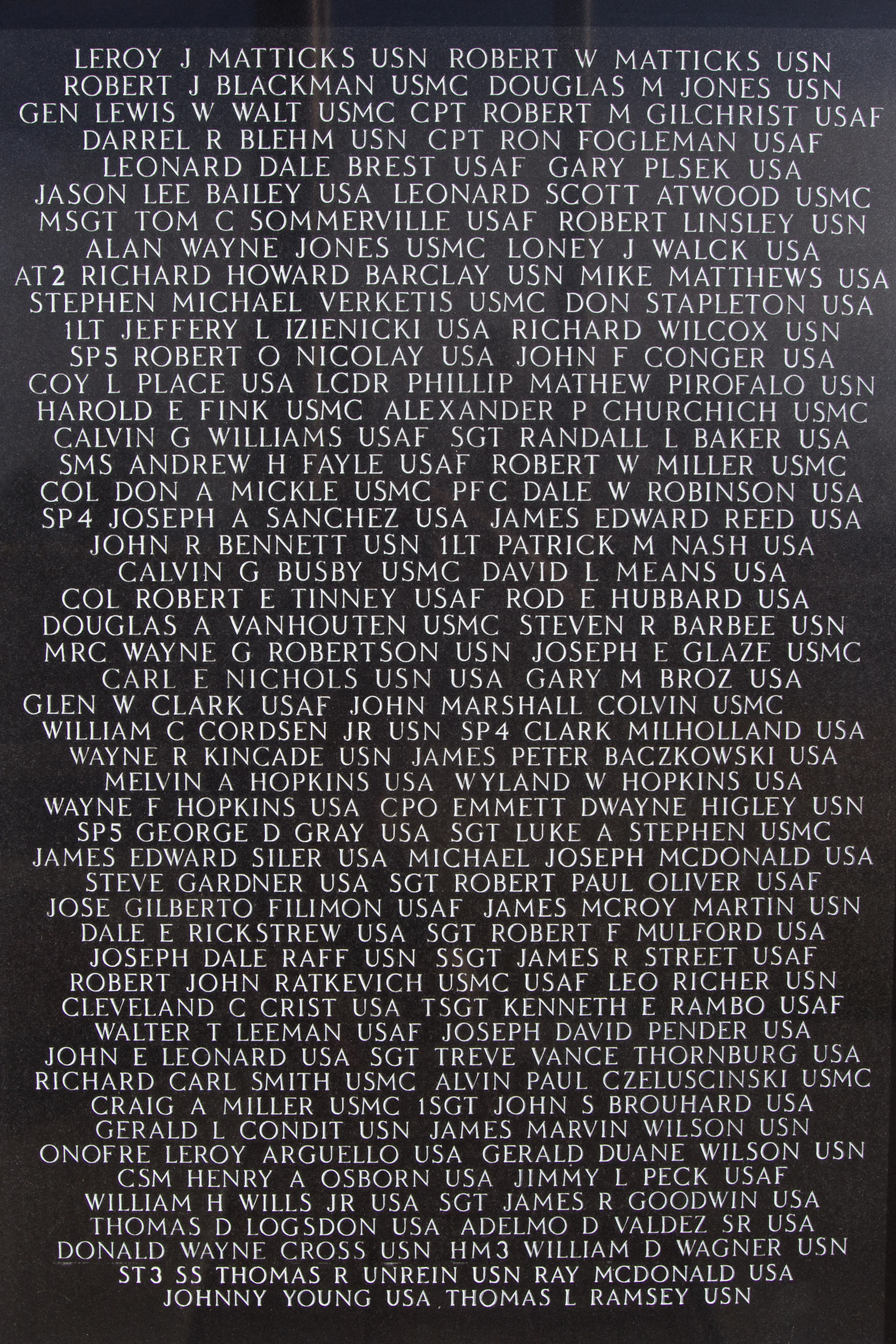 Example of section of Granite Etchings
