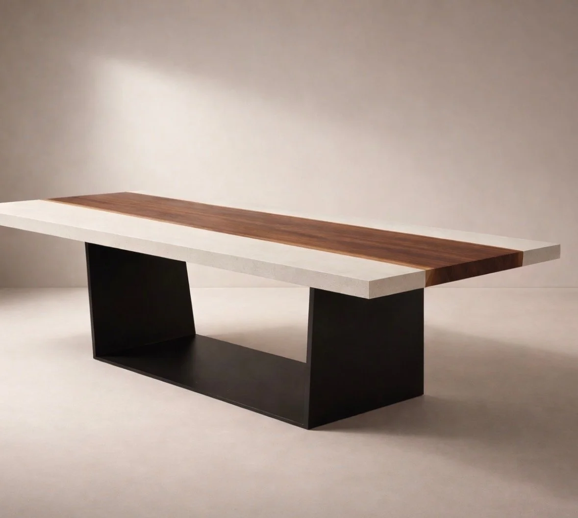 Walnut and Concrete Dining Table
