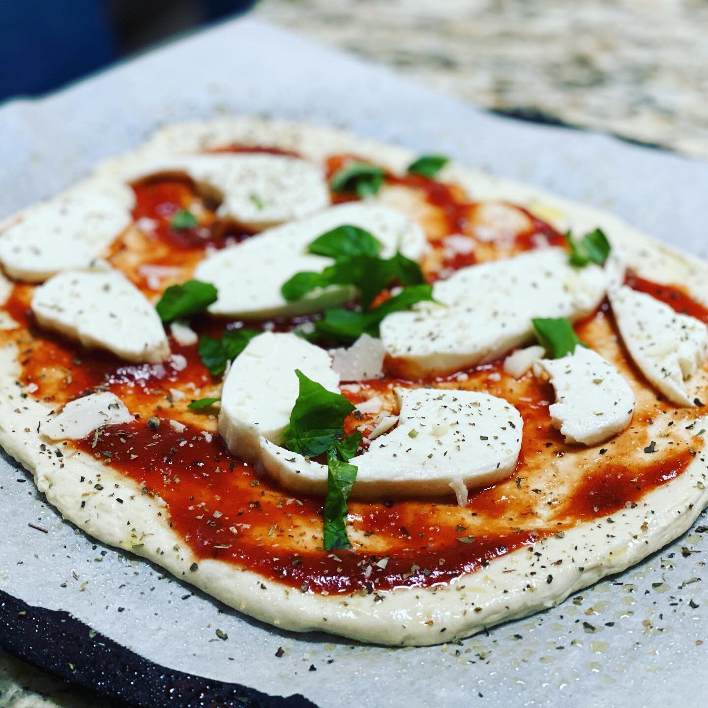 I&rsquo;ve been making homemade sourdough pizza for a while now. I think this one&rsquo;s going to be pretty good #pizzalovers #sourdoughpizza #pizzamargherita