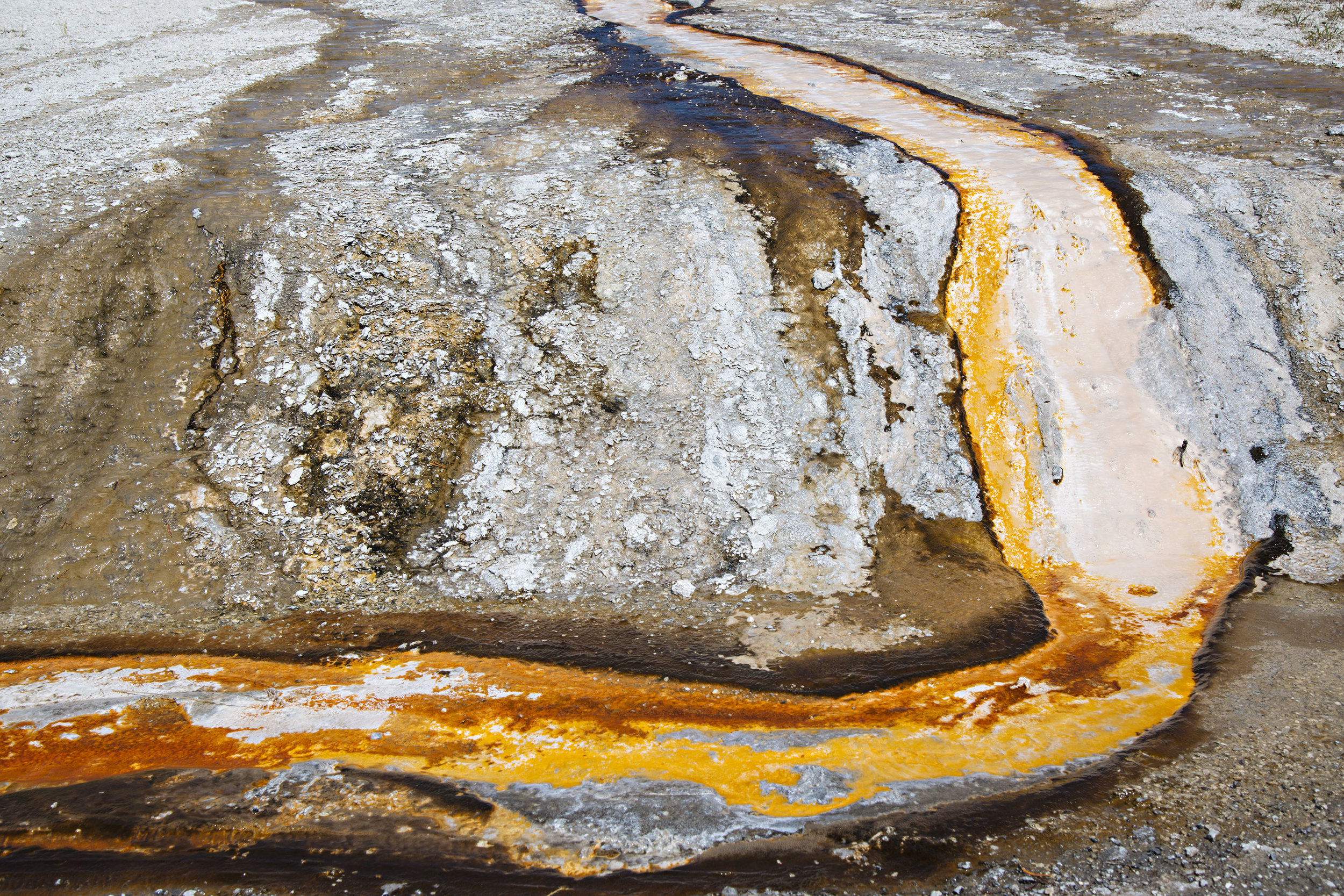 Water spills down a hillside from a thermal feature on Firehole Lake Drive, Yellowstone National Park. Nikon D800, Nikkor 24-120mm lens @ 46mm, ISO 250, f9, 1/800 sec.
