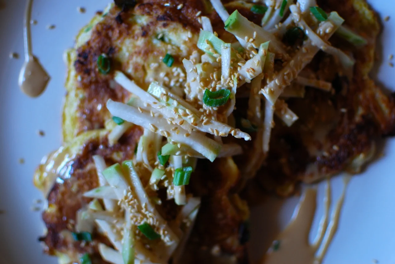 Kohlrabi: Okonomiyaki + Slaw