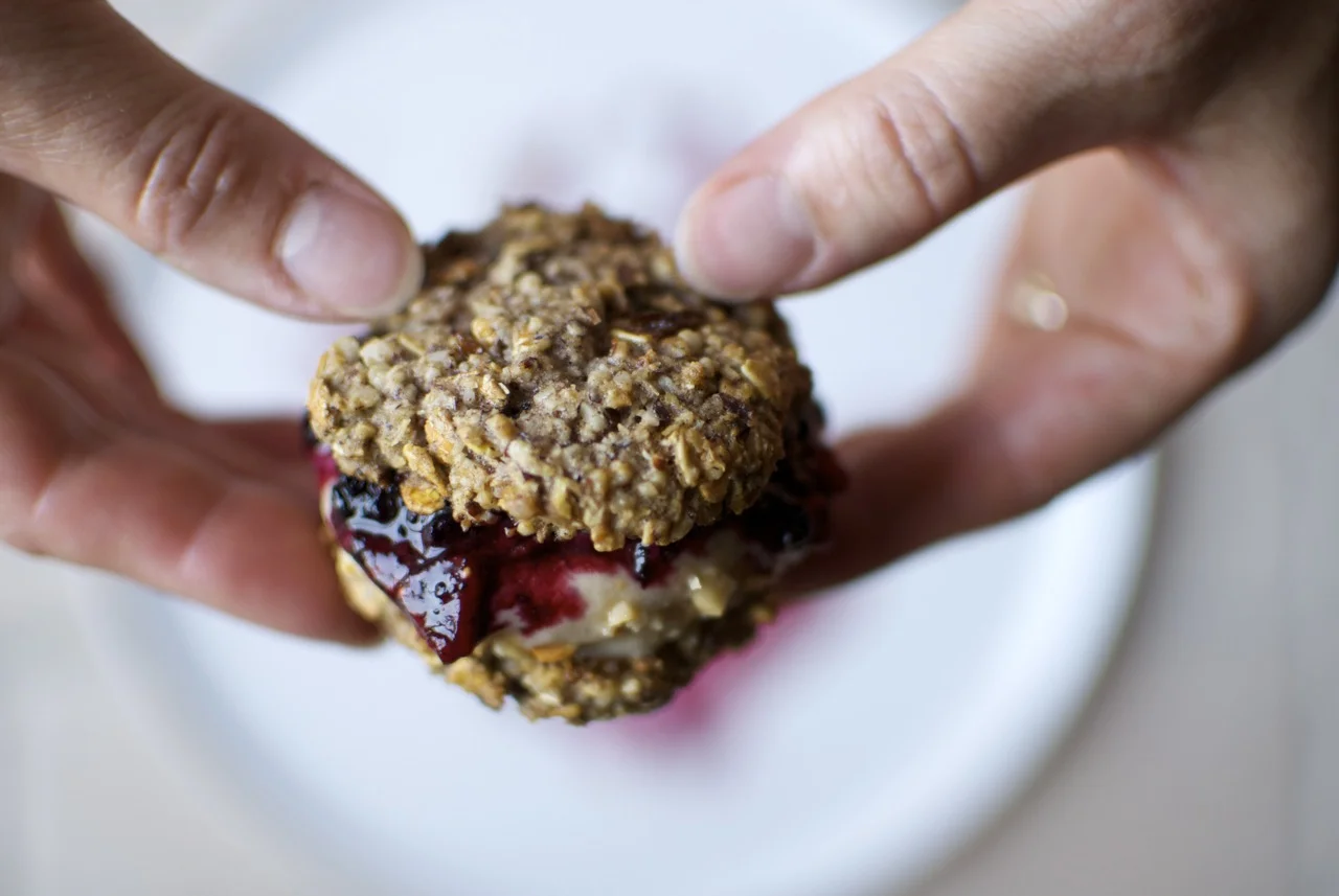Breakfast PB+J IceCream Sandwiches