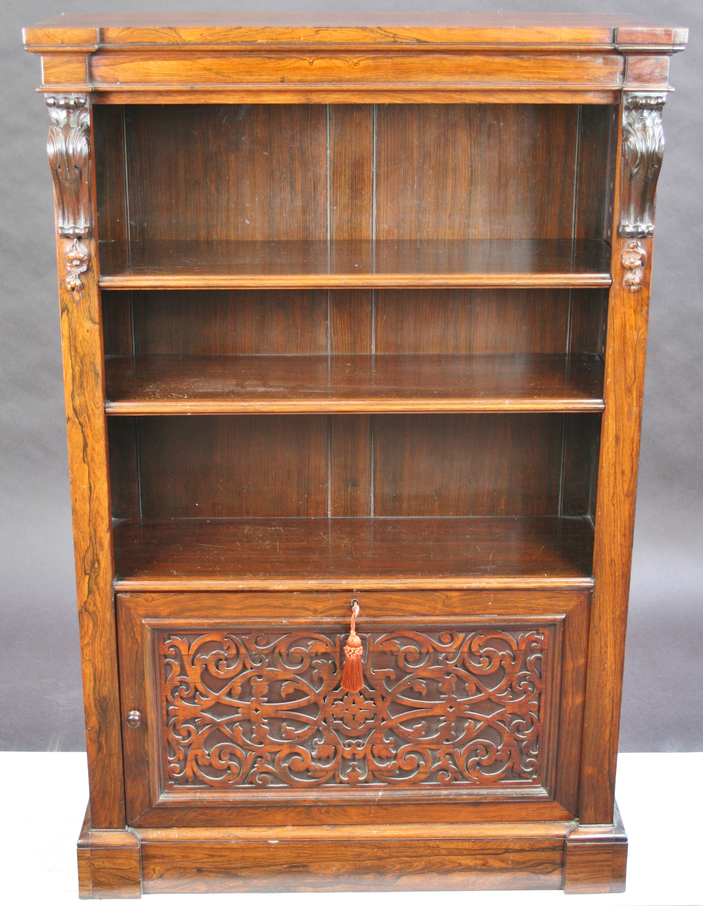 William Iv Rosewood Open Bookcase With Cupboard Base