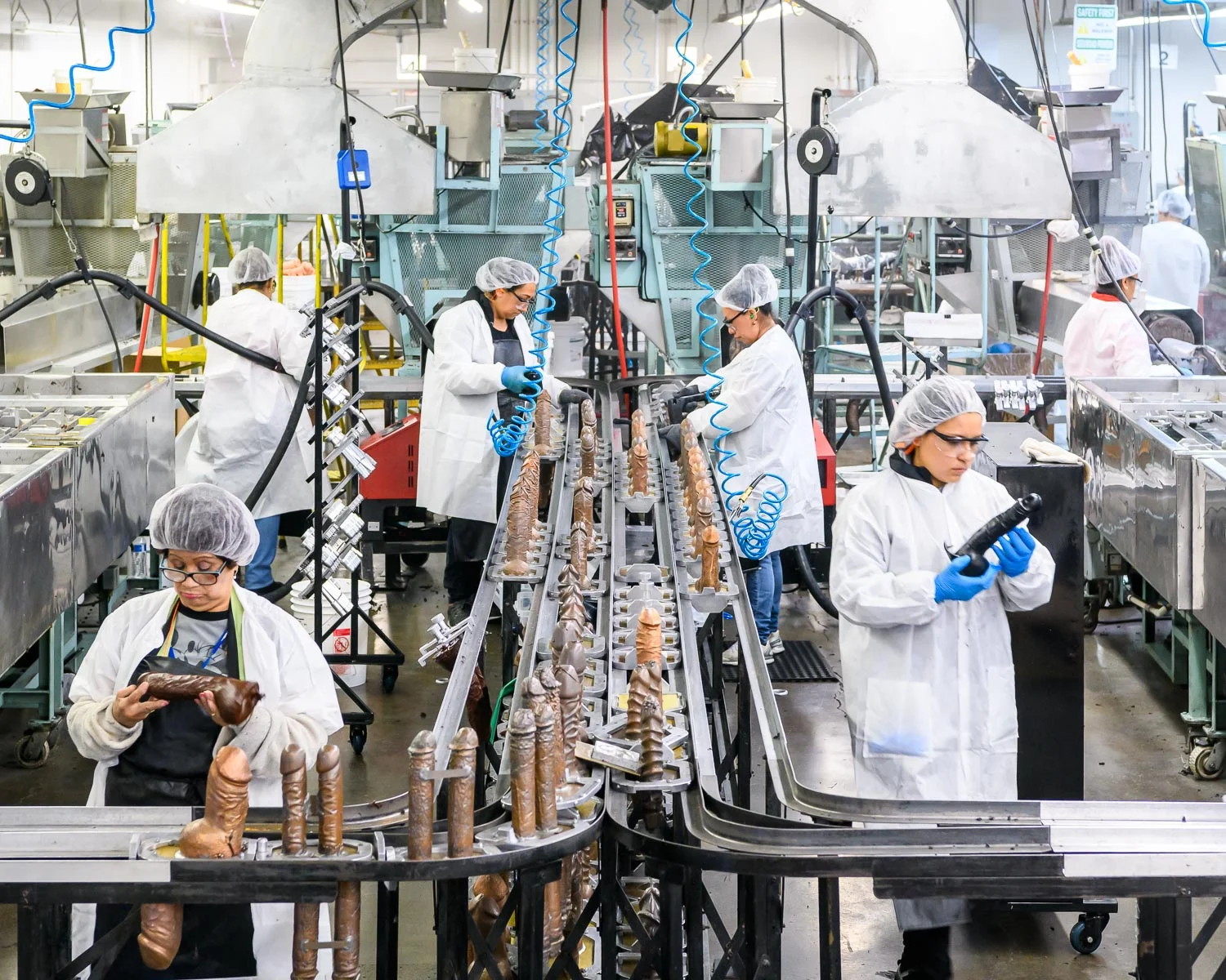 The factory floor at Doc Johnson in Los Angeles, where 450 employees produce 75,000 “pleasure products” per week