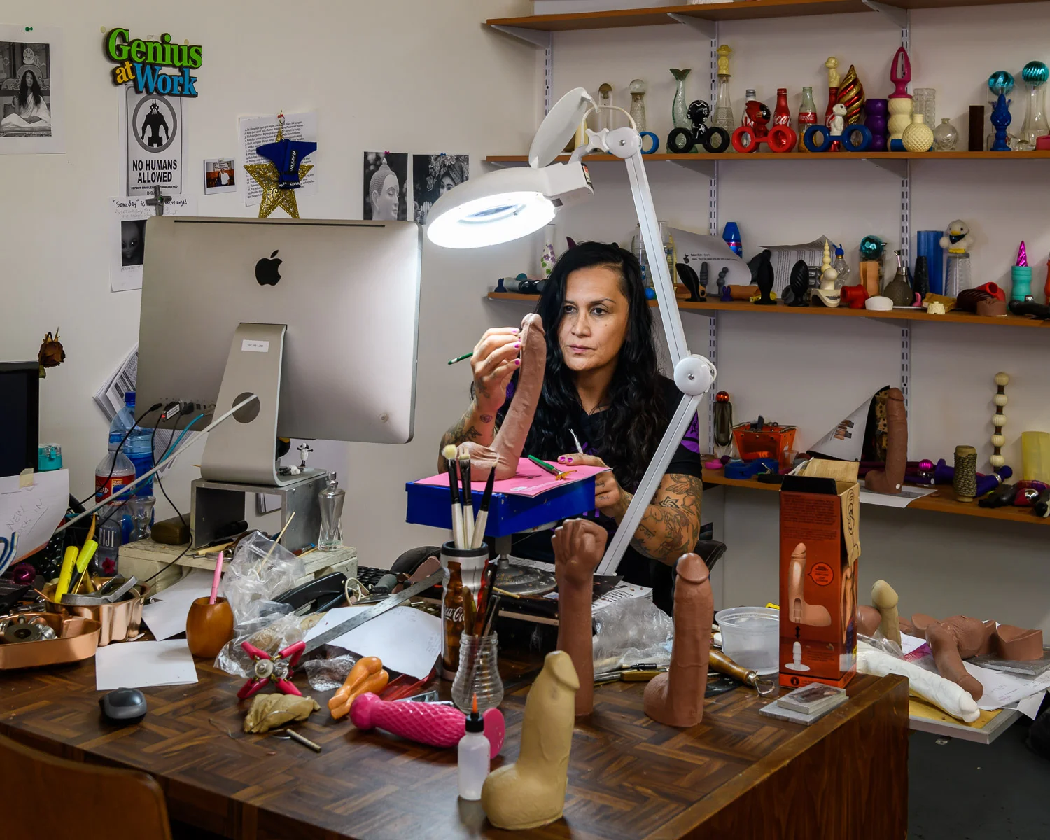 Anjani Hunaman, the Columbian artist that has sculpted the Doc Johnson sex toys for 20 years. "Most of those pieces over there, I have done most of them by hand out of my imagination."