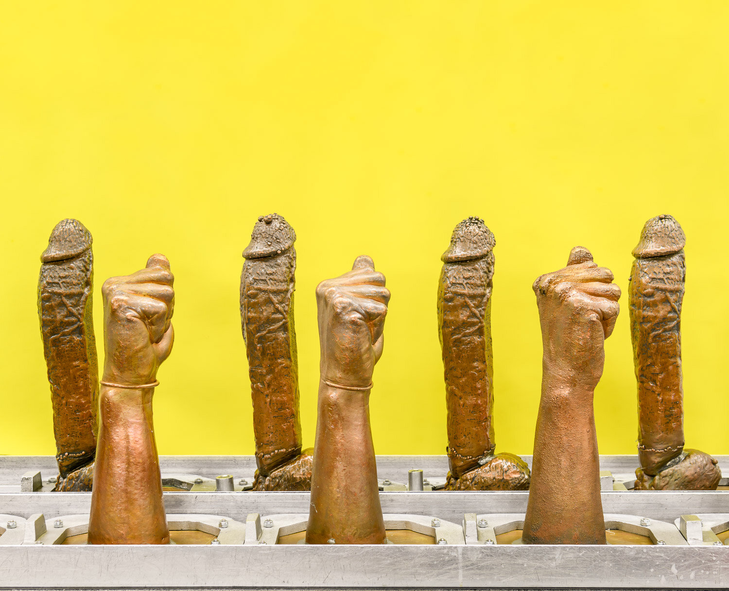  Moulds for rubber dildos on the factory floor of Doc Johnson, where 450 employees produce 75,000 sex toys per week. 