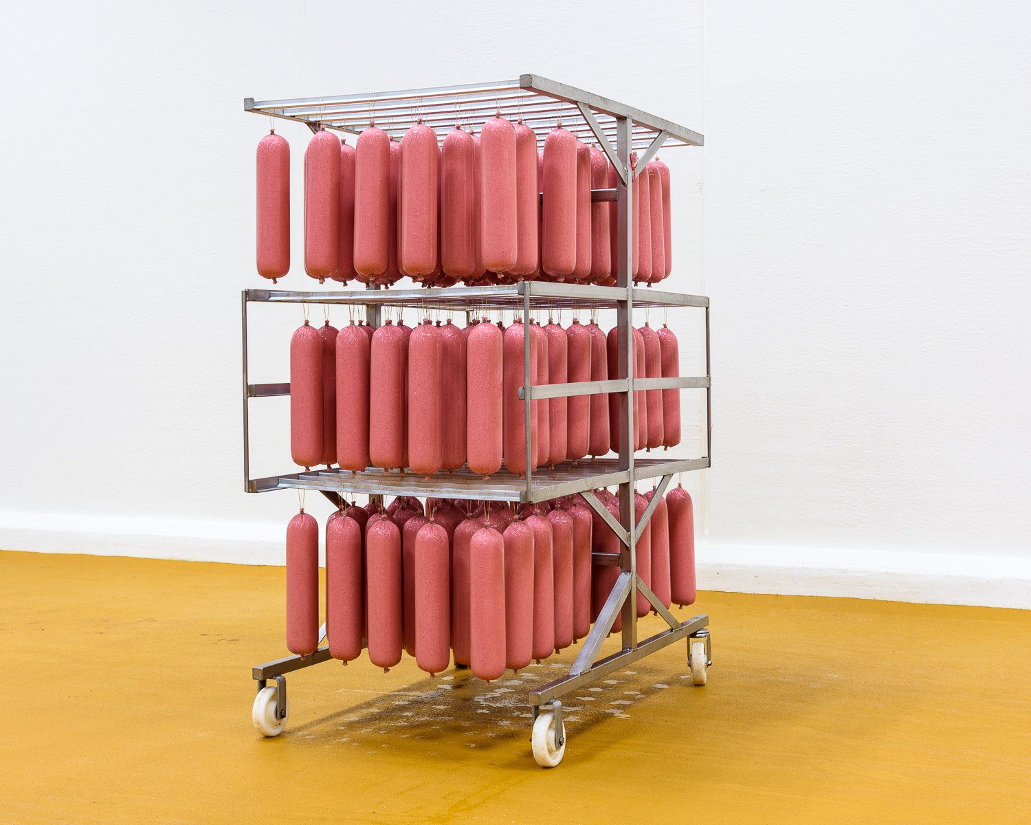 Freshly Stuffed Salami at the Gøl Sausage Factory, Denmark, 2016