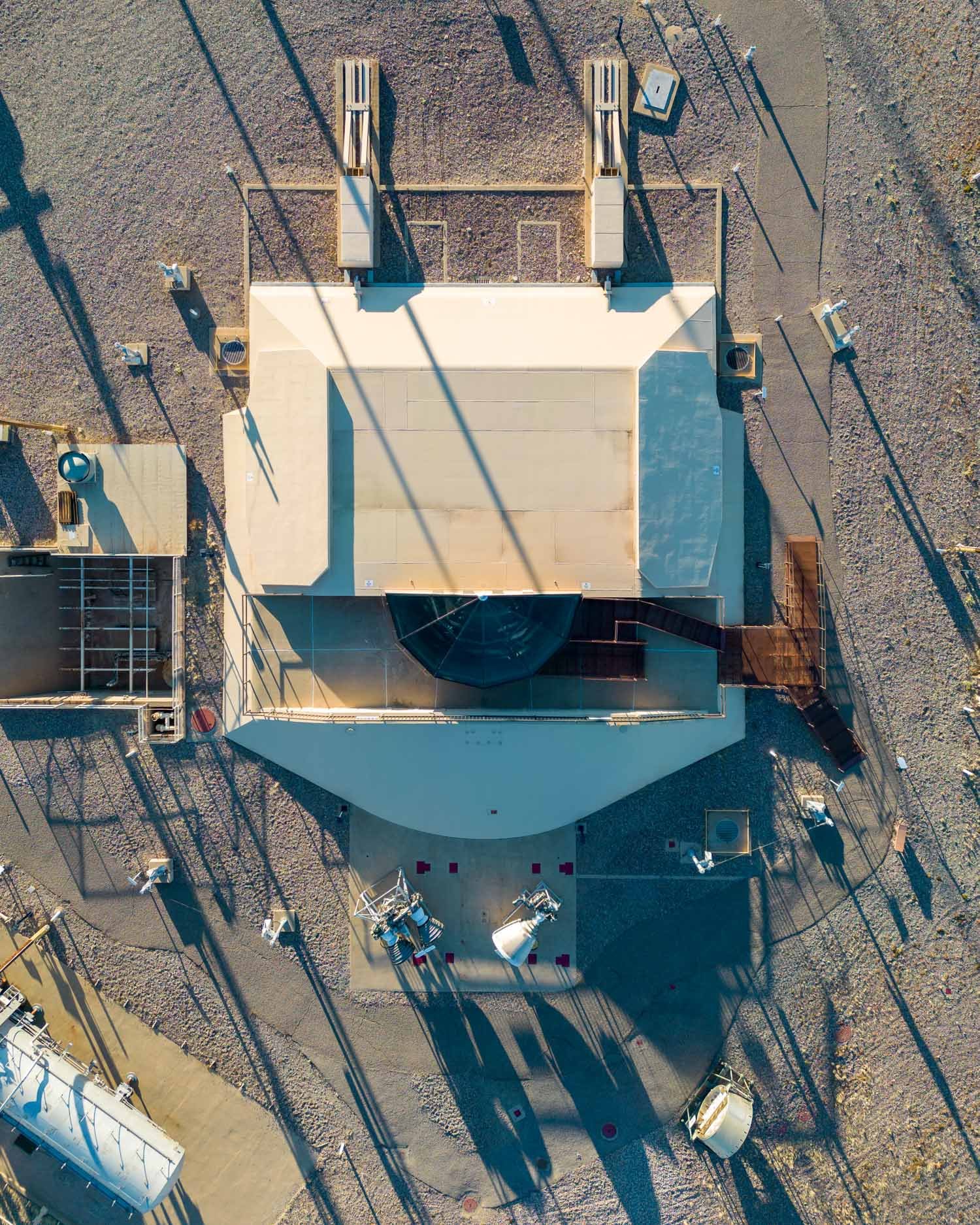  The silo from above  with door partially open 