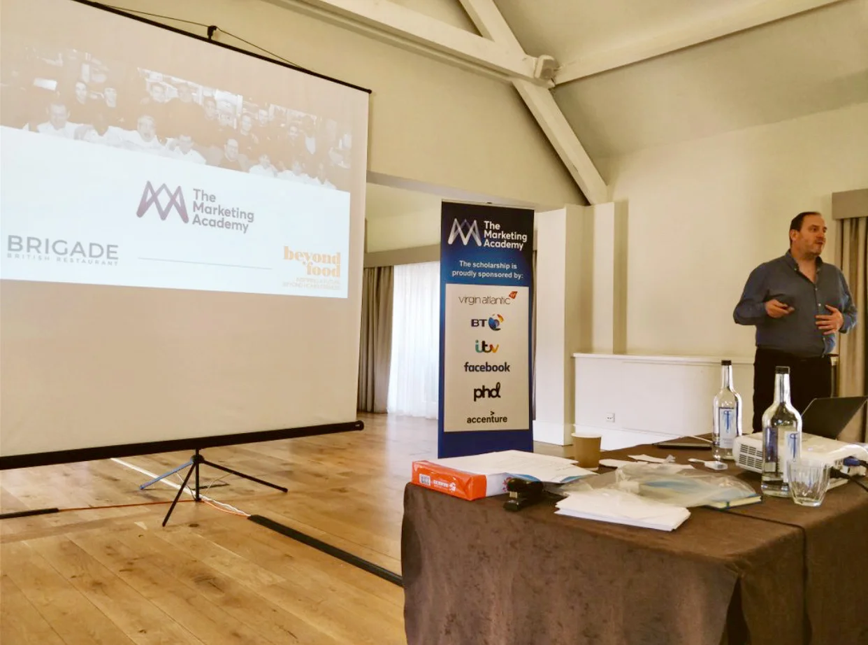 - Delivering a lecture on 'purpose' at The Marketing Academy