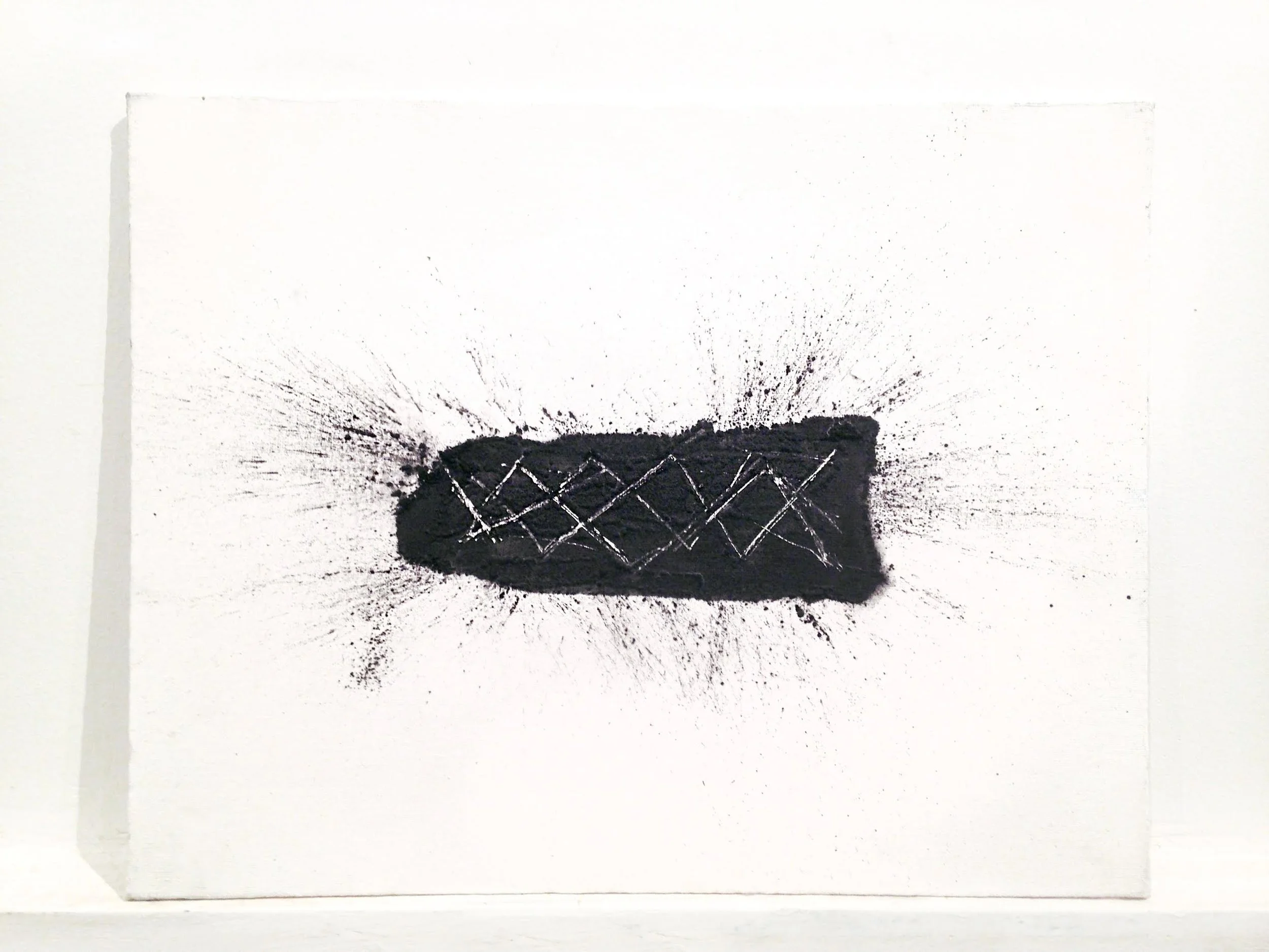 Fossil Charcoal and iridescent powder on paper 14 x 12.5 In. 2015
