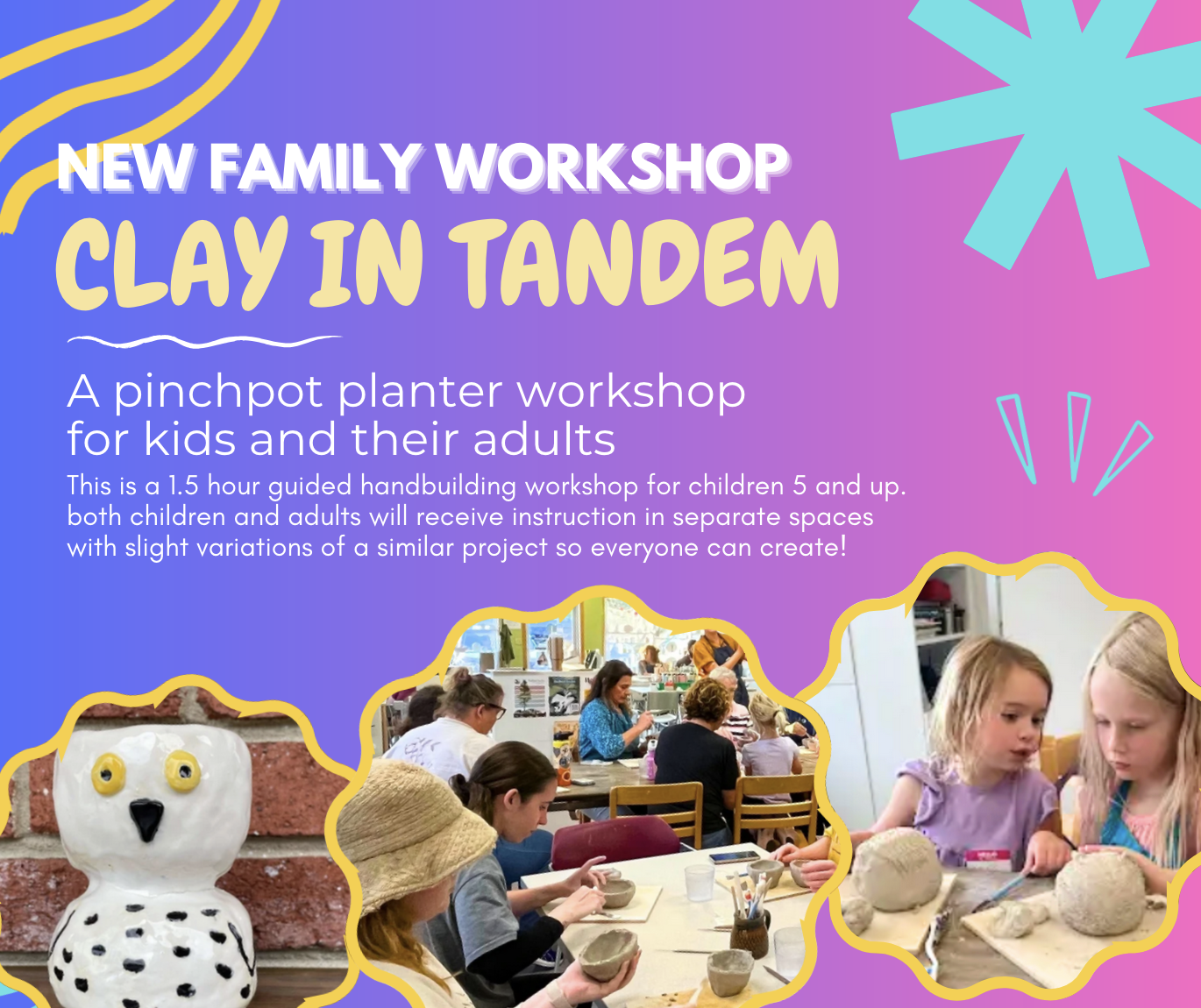 Clay in Tandem, Pinch pot planters for kids and their adult