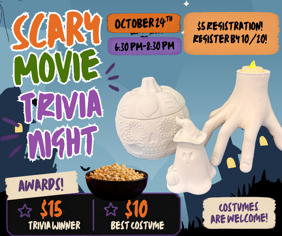Scary Movie Trivia Night & Pottery Painting